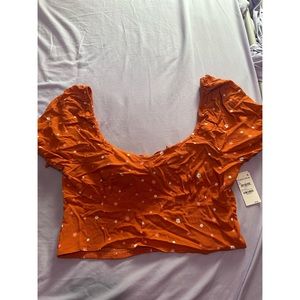 Orange floral crop top